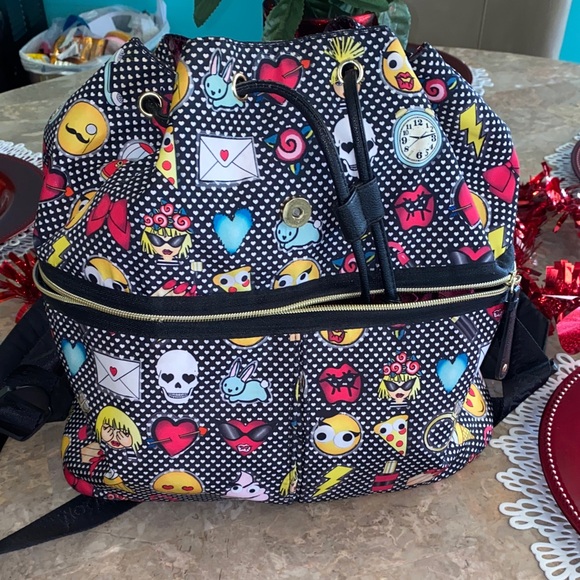 Betsey Johnson Emoji Patterned Backpack - Picture 8 of 14